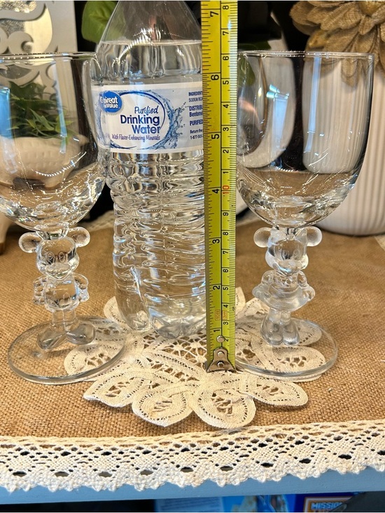 VTG Disney Mickey & Minnie 3D Figure Stem Wine Glass Set w/ Box Disney Wedding - Picture 6 of 16